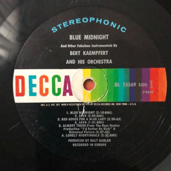 Bert Kaempfert Blue Midnight Vinyl Lp '64 - Picture 2 of 8
